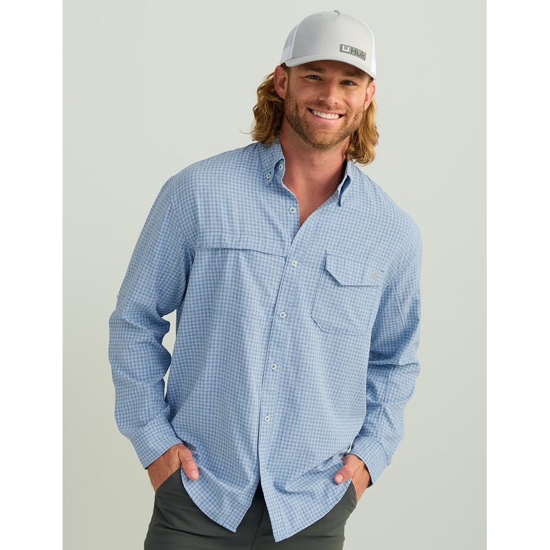 Huk Gear Tide Point Minicheck LS Button-Down Shirt Men's