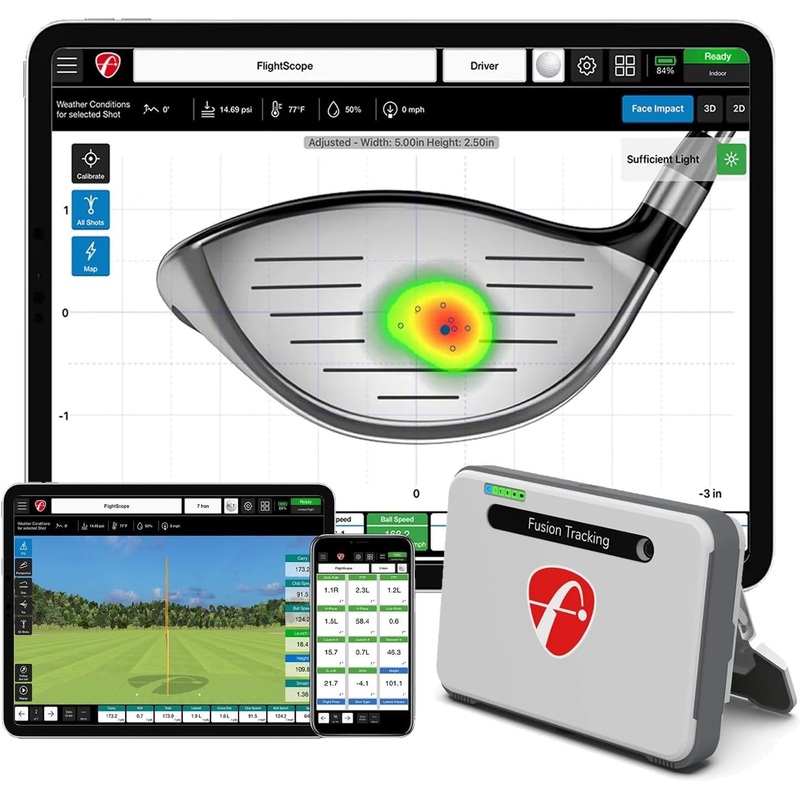 FlightScope Mevo Golf Simulator + GPS Golf Launch Monitor with Pro Package and Face Impact Software | 60 Complete Golf Data Parameters, 12 E6 Courses, and 17 Practice Ranges  for Indoor & Outdoor Use