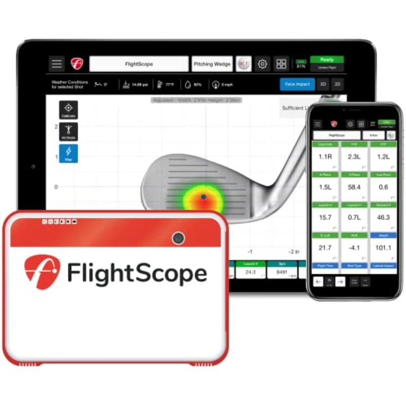 FlightScope Mevo+ GPS Golf Launch Monitor and Simulator Mevo+ with Pro Package & Face Impact Add On