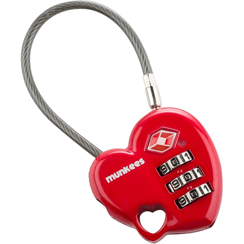 Munkees Heart Shaped TSA Combination Lock