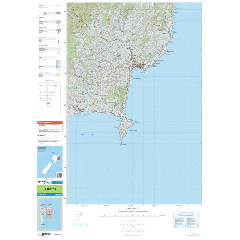 NZ Topo 250 Map 11 - Gisboure