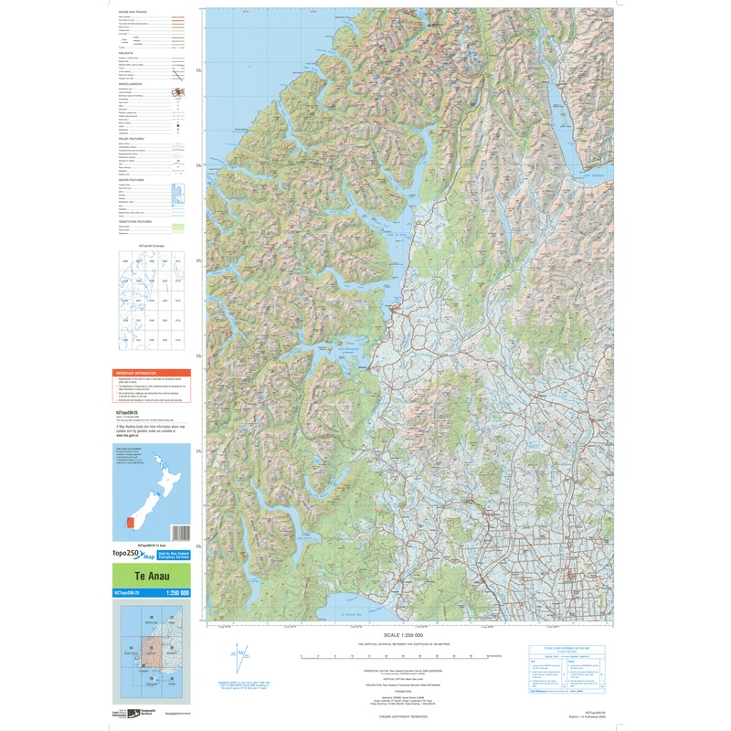 NZ Topo 250 Map 25 - Te Anau