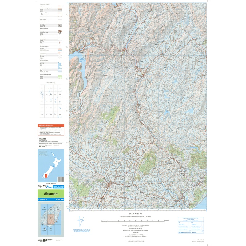 NZ Topo 250 Map 26 - Alexandra