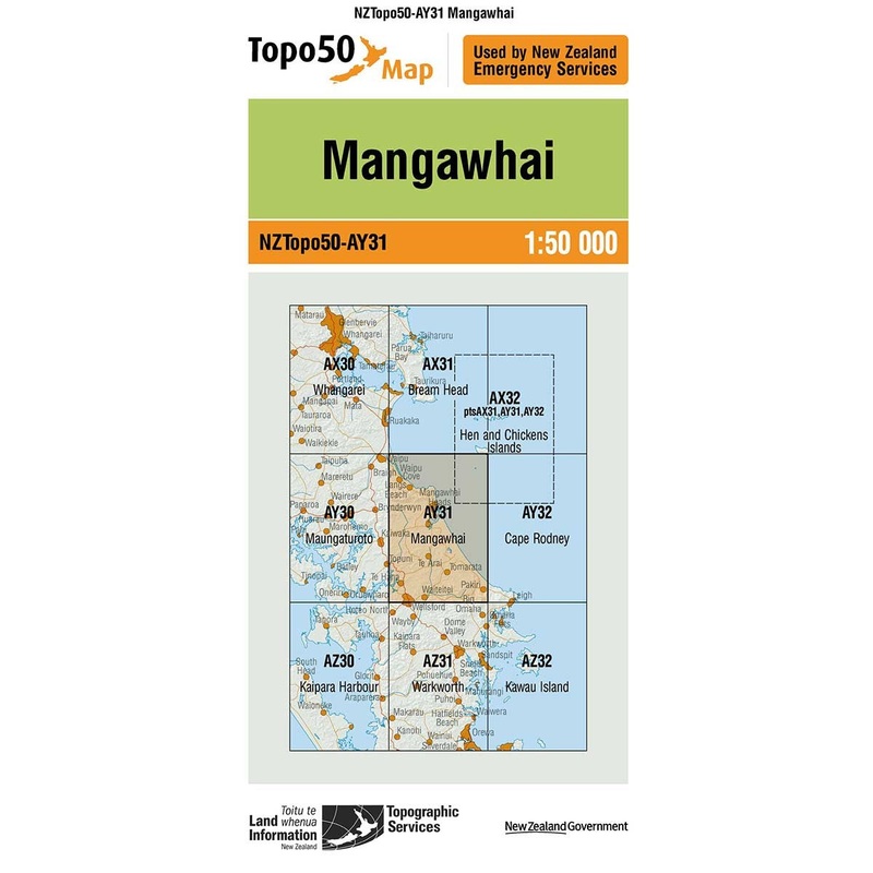 NZ Topo 50 Map AY31 Mangawhai