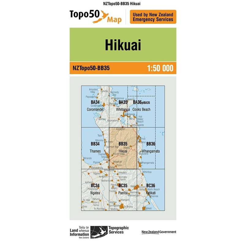 NZ Topo 50 Map BB35 Hikuai