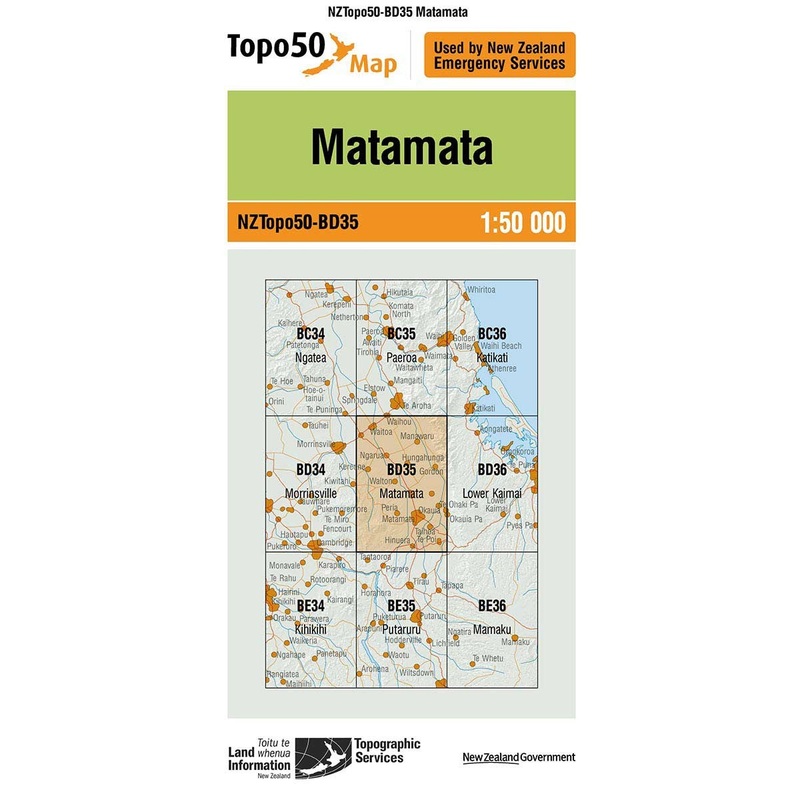 NZ Topo 50 Map BD35 Matamata