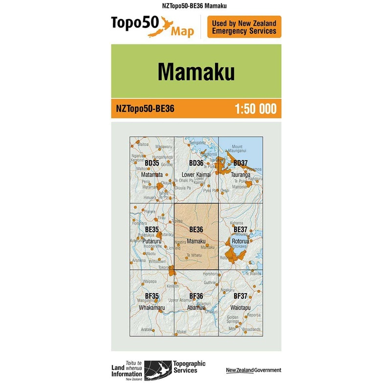 NZ Topo 50 Map BE36 Mamaku