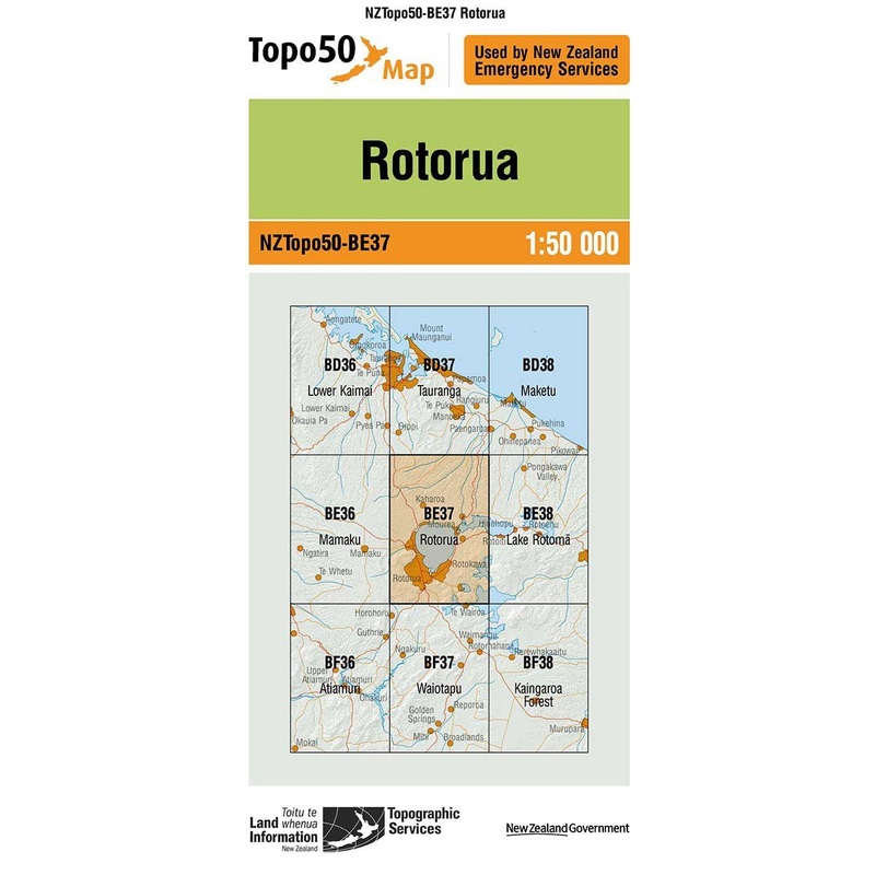 NZ Topo 50 Map BE37 Rotorua