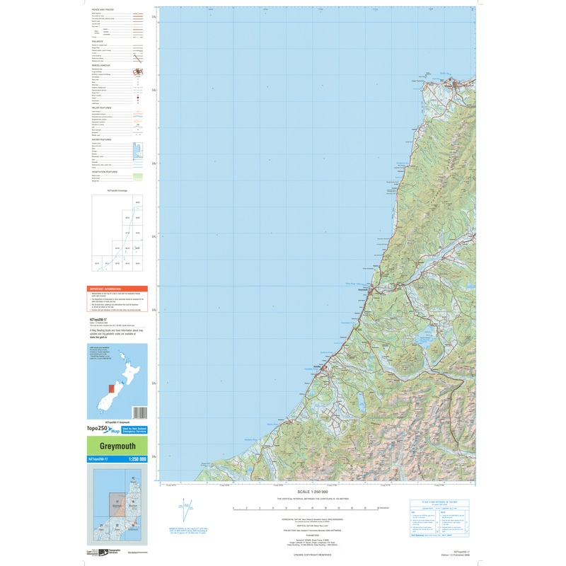 NZ Topo 250 Map 17 - Greymouth