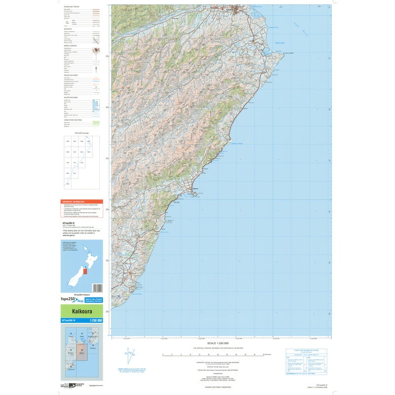 NZ Topo 250 Map 19 - Kaikoura