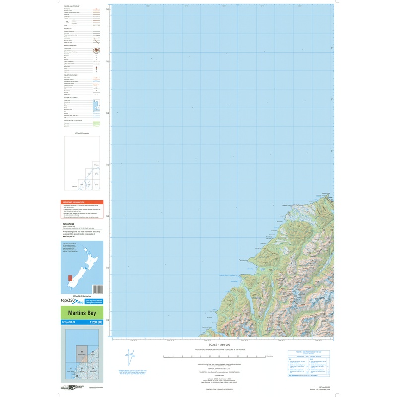 NZ Topo 250 Map 20 - Martins Bay