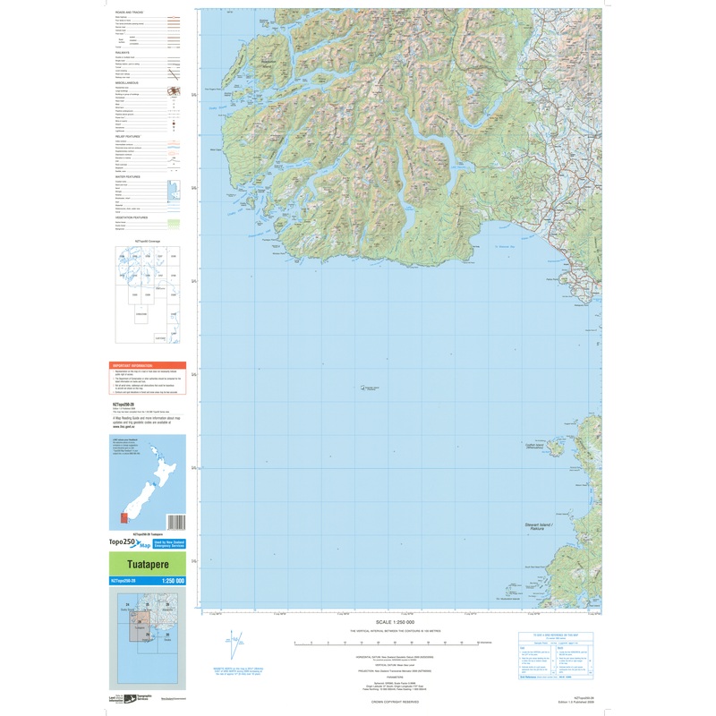 NZ Topo 250 Map 28 - Tuatapere