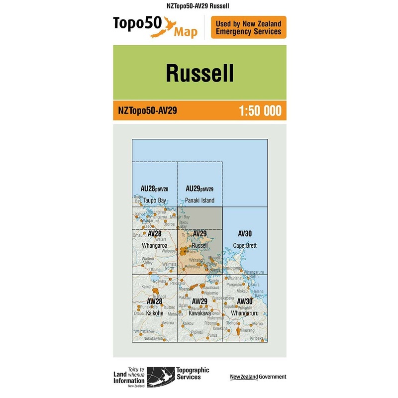 NZ Topo 50 Map AV29 Russell