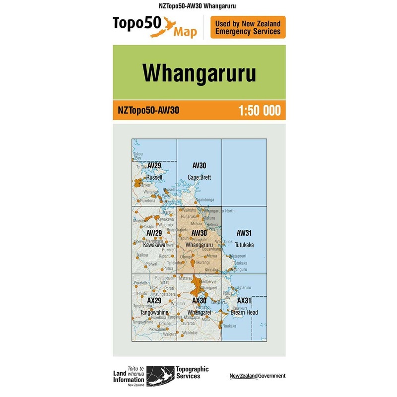 NZ Topo 50 Map AW30 Whangaruru