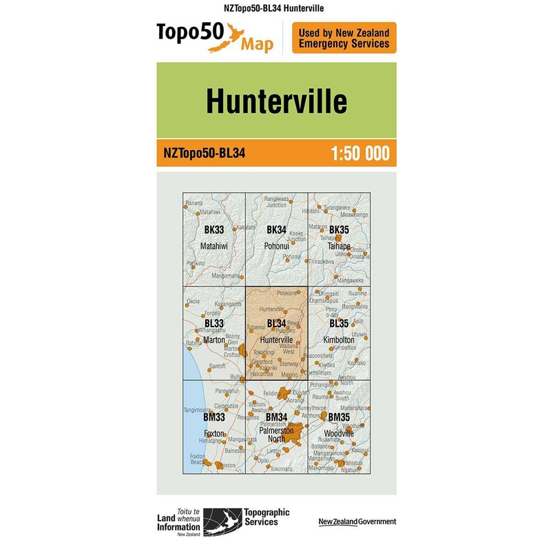 NZ Topo 50 Map BL34 Hunterville