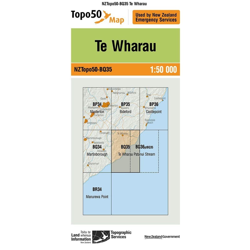 NZ Topo 50 Map BQ35 Te Wharau