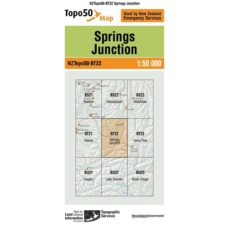 NZ Topo 50 Map BT22 Springs Junction