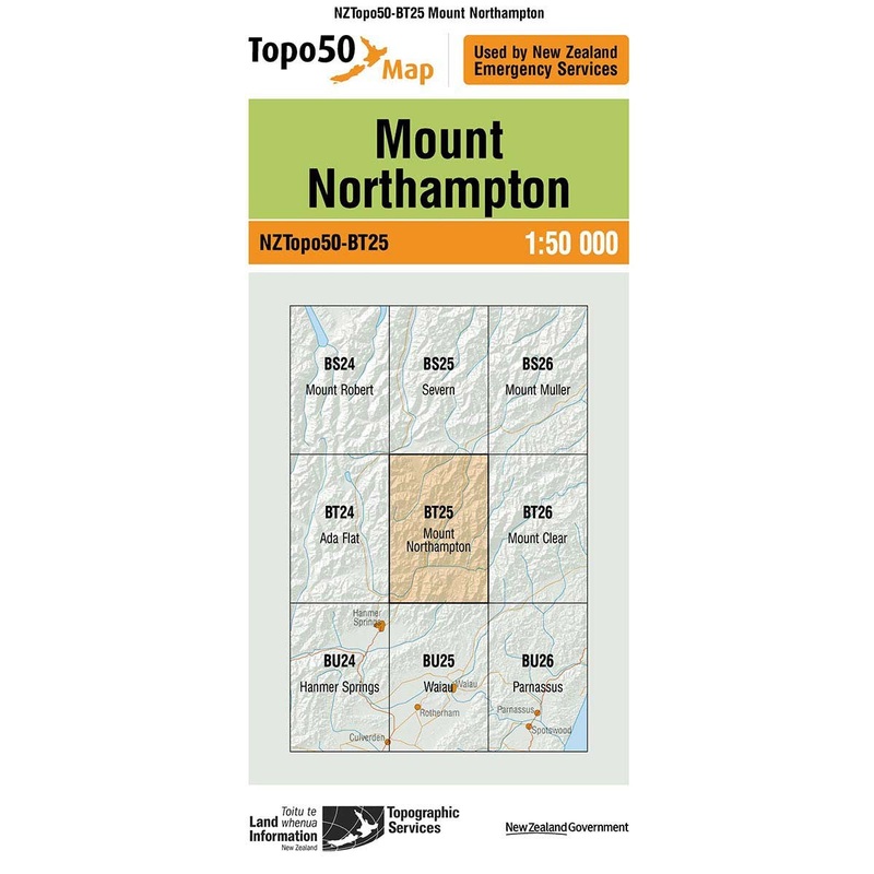 NZ Topo 50 Map BT25 Mount Northampton