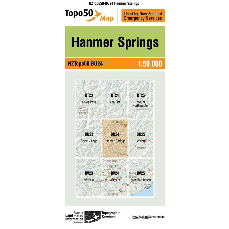 NZ Topo 50 Map BU24 Hanmer Springs