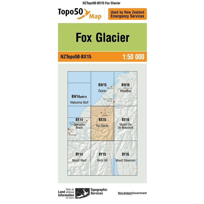 NZ Topo 50 Map BX15 Fox Glacier