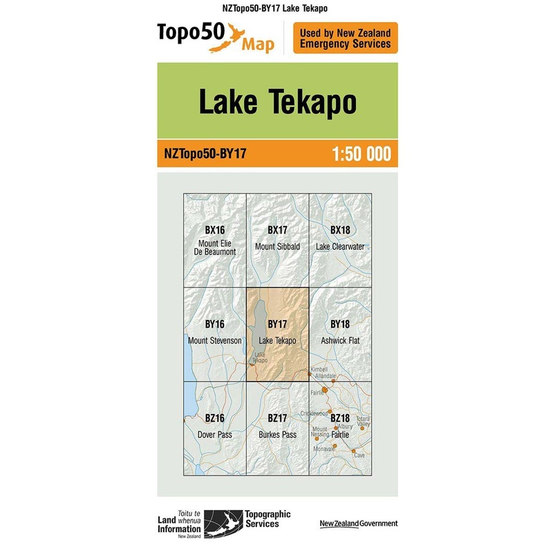 NZ Topo 50 Map BY17 Lake Tekapo