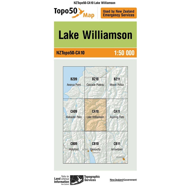 NZ Topo 50 Map CA10 Lake Williamson