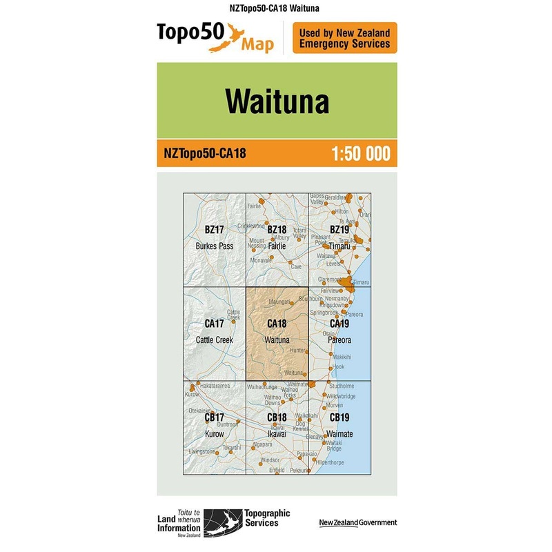 NZ Topo 50 Map CA18 Waituna