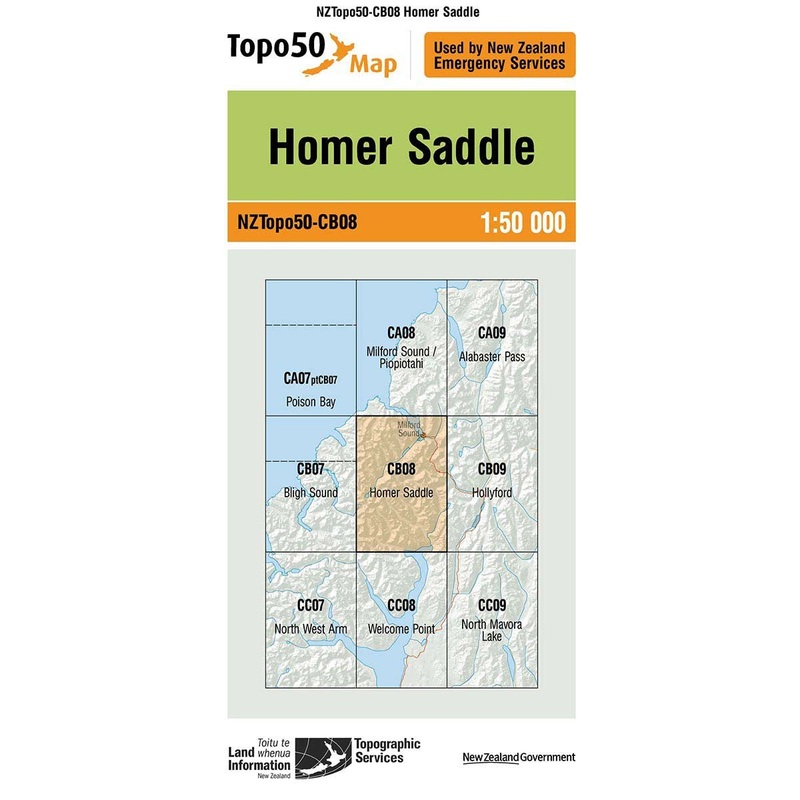 NZ Topo 50 Map CB08 Homer Saddle