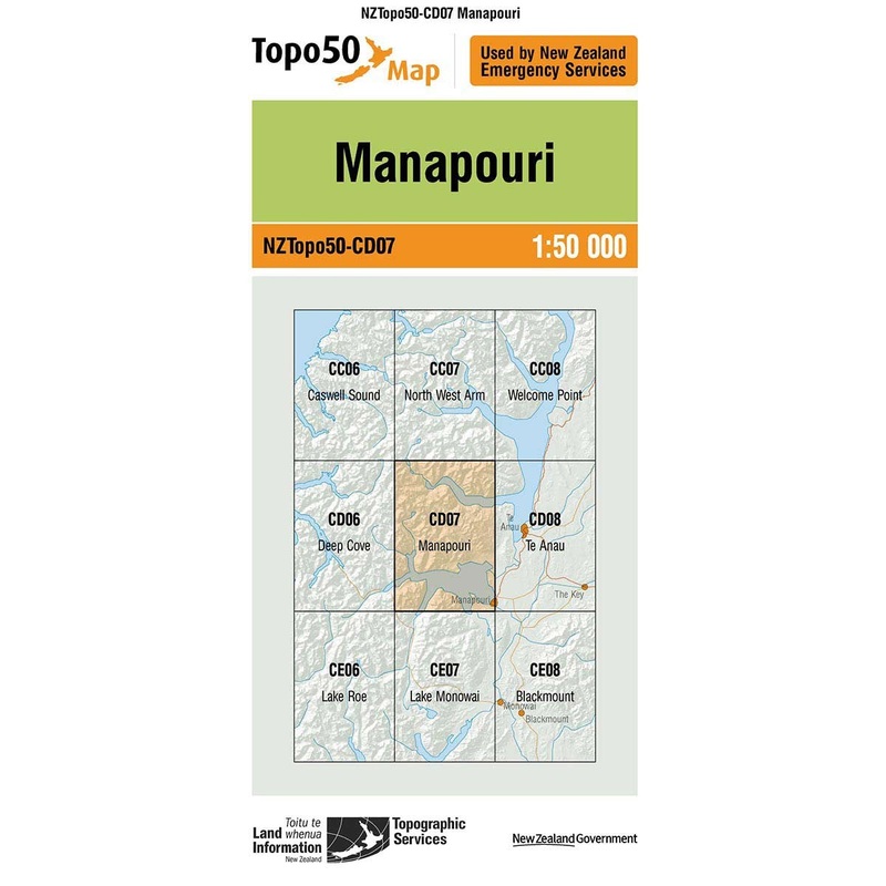 NZ Topo 50 Map CD07 Manapouri