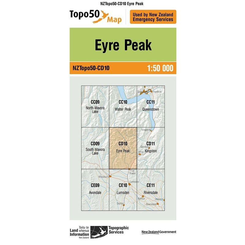 NZ Topo 50 Map CD10 Eyre Peak
