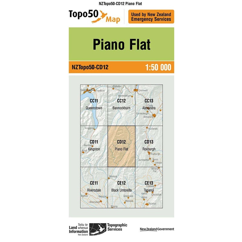 NZ Topo 50 Map CD12 Piano Flat