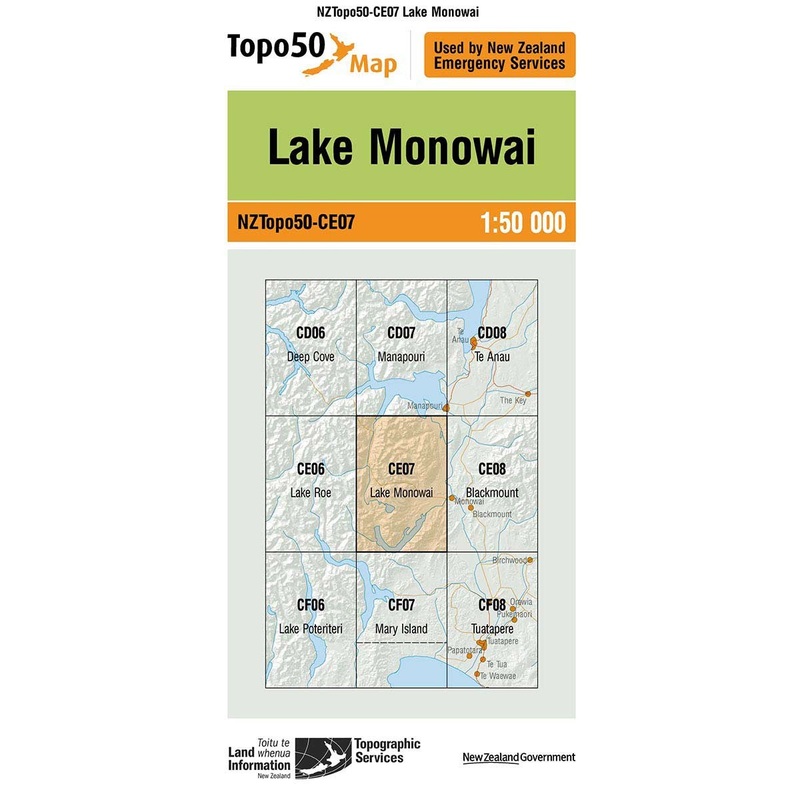 NZ Topo 50 Map CE07 Lake Monowai