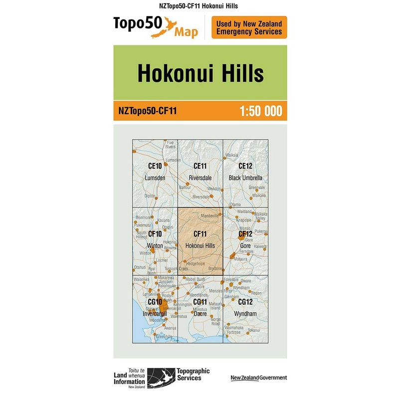 NZ Topo 50 Map CF11 Hokonui Hills
