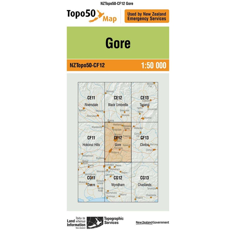 NZ Topo 50 Map CF12 Gore