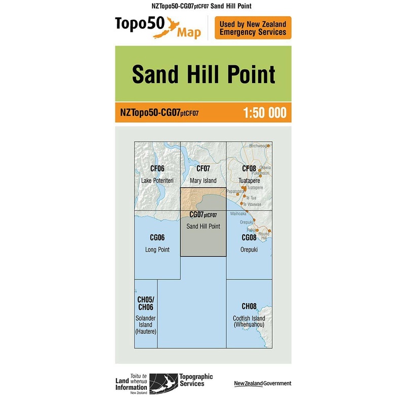 NZ Topo 50 Map CG07 Sand Hill Point