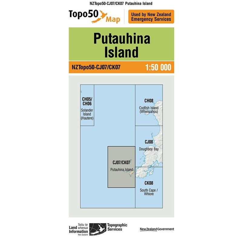 NZ Topo 50 Map CJ07 Putauhina Island