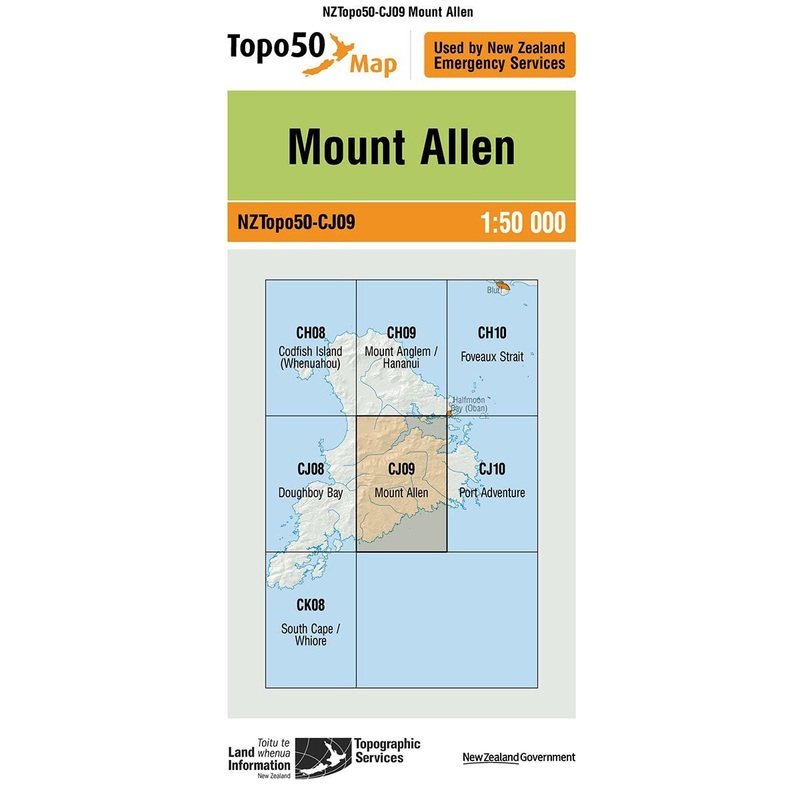 NZ Topo 50 Map CJ09 Mount Allen