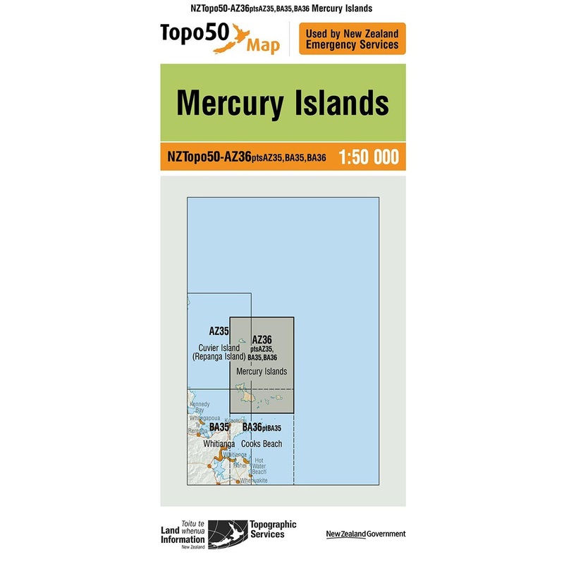 NZ Topo 50 Map AZ36 Mercury Islands