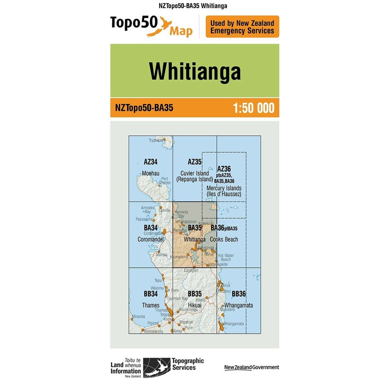 NZ Topo 50 Map BA35 Whitianga
