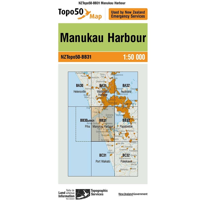 NZ Topo 50 Map BB31 Manukau Harbour
