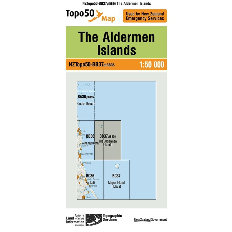 NZ Topo 50 Map BB37 The Aldermen Islands