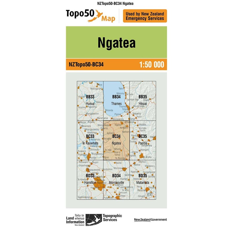 NZ Topo 50 Map BC34 Ngatea