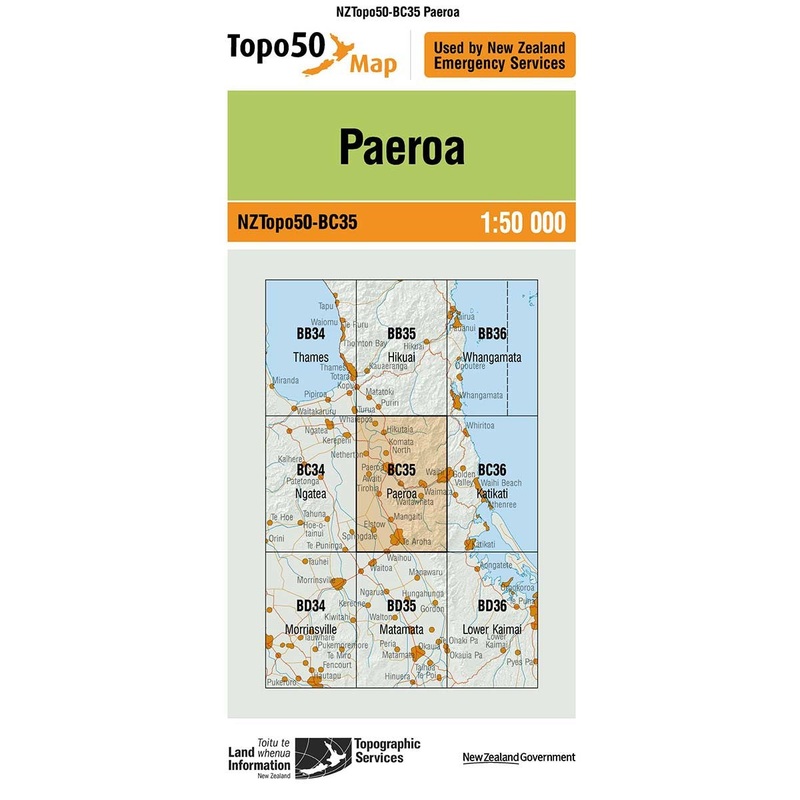 NZ Topo 50 Map BC35 Paeroa