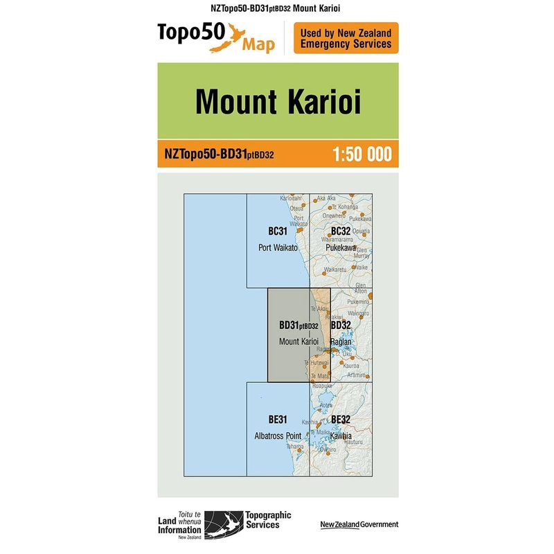 NZ Topo 50 Map BD31 Mount Karioi