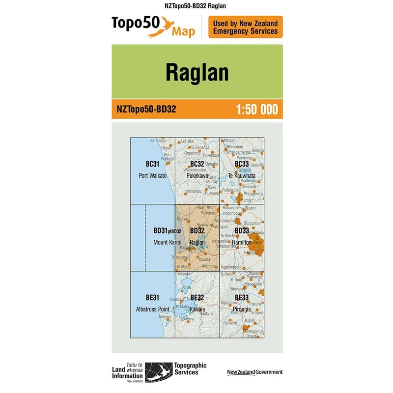 NZ Topo 50 Map BD32 Raglan