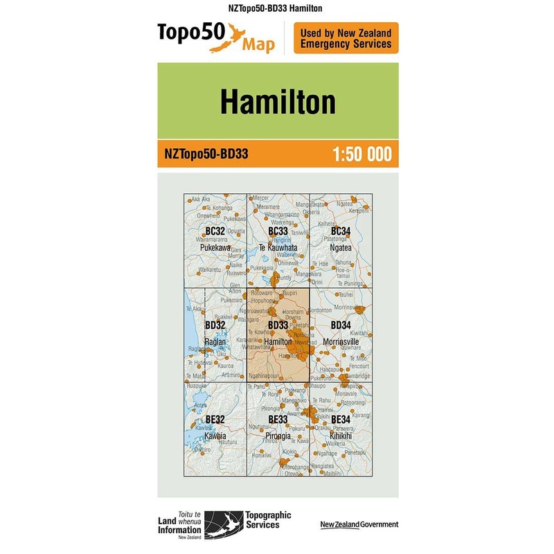NZ Topo 50 Map BD33 Hamilton