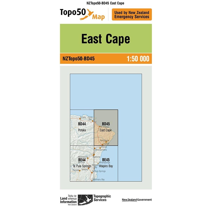 NZ Topo 50 Map BD45 East Cape