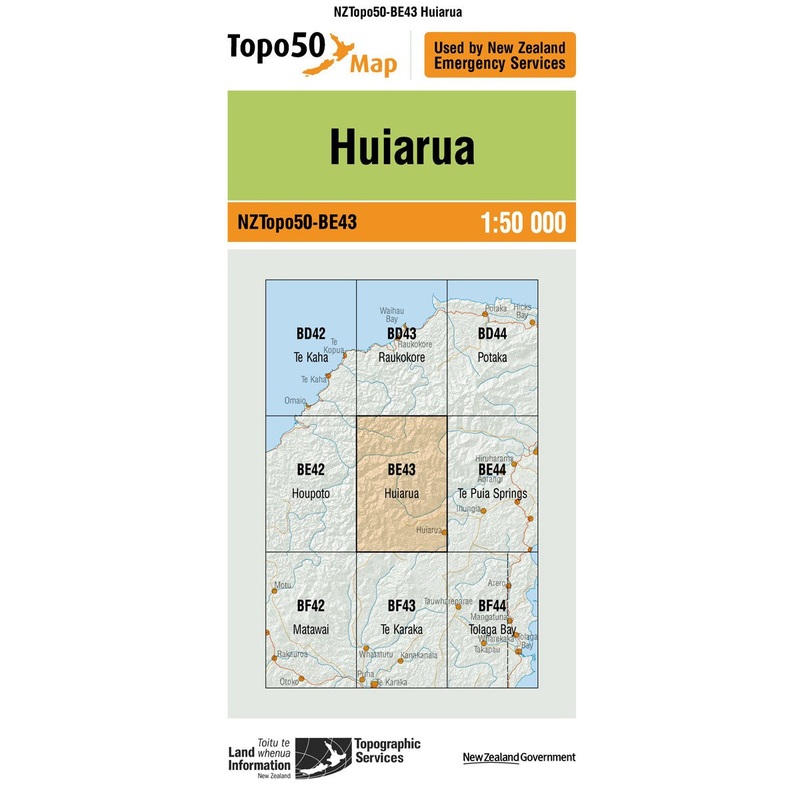 NZ Topo 50 Map BE43 Huiarua