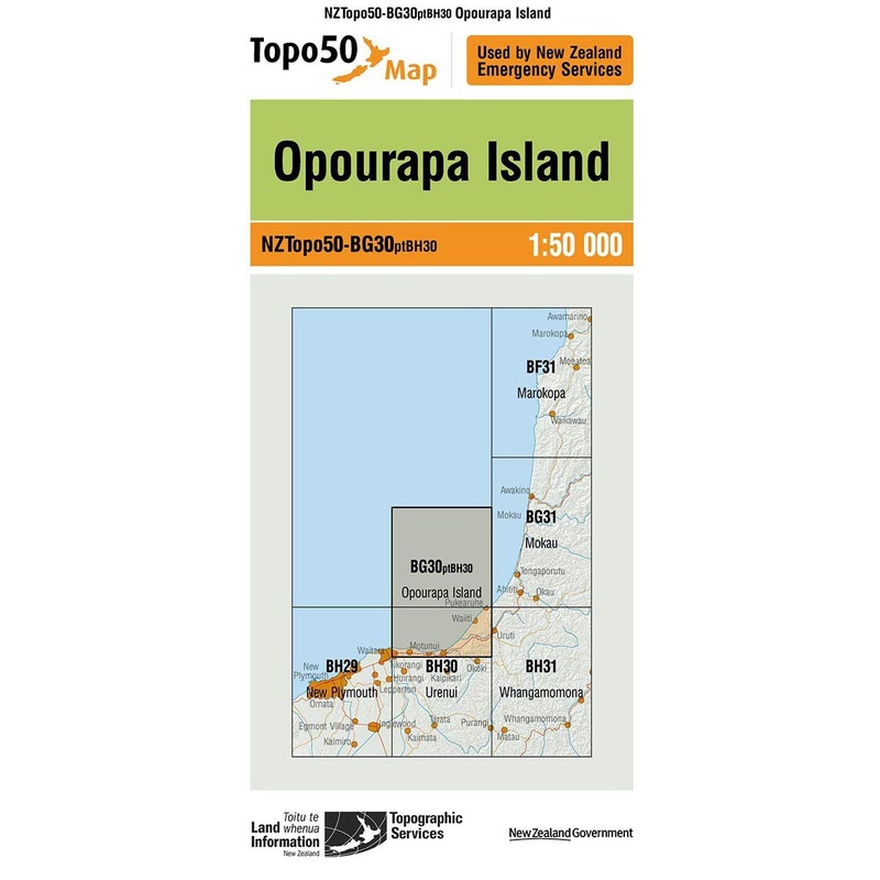 NZ Topo 50 Map BG30 Opourapa Island