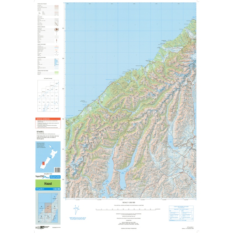 NZ Topo 250 Map 21 - Haast